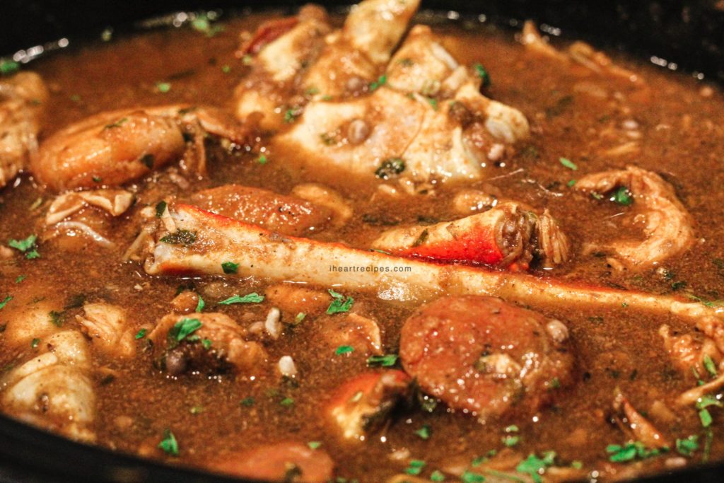 This flavorful gumbo recipe packs a punch, with tender crab legs, shrimp, and andouille sausage