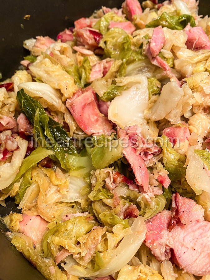 Tender cabbage cooked with onions, garlic, and delicious smoked turkey