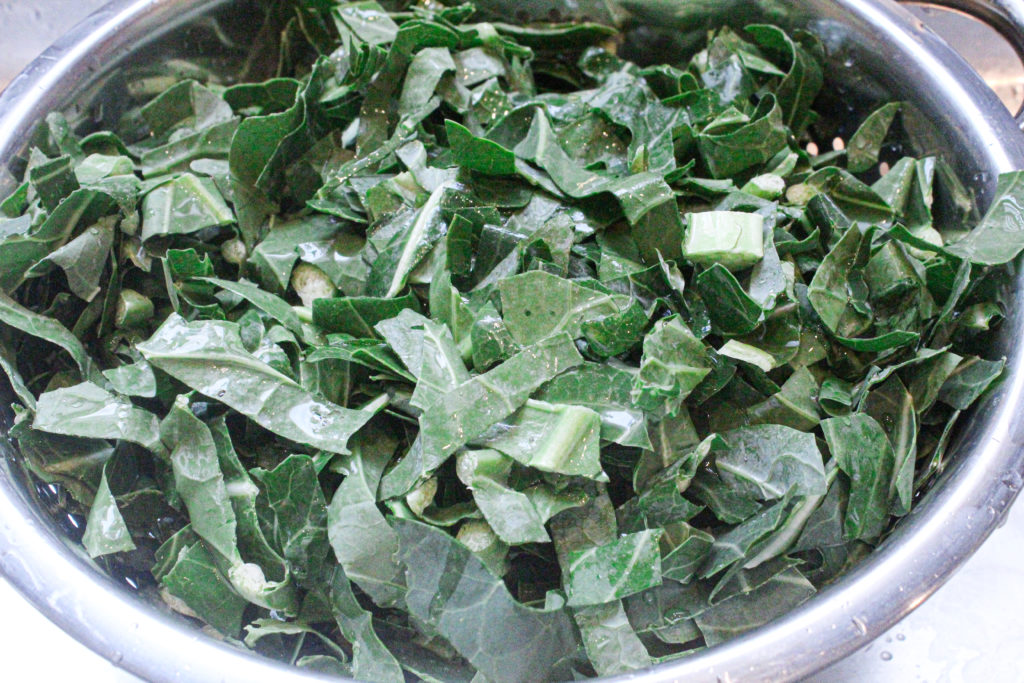 Use fresh cut greens for this recipe, and make sure they're well-washed before cooking