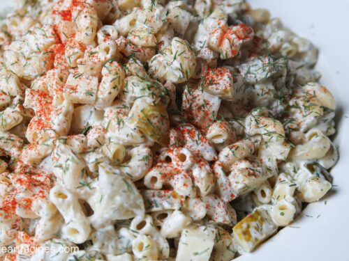 Creamy dill and ranch pasta salad.