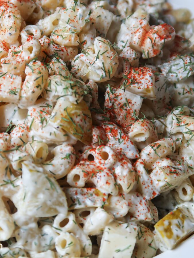 Creamy dill and ranch pasta salad.