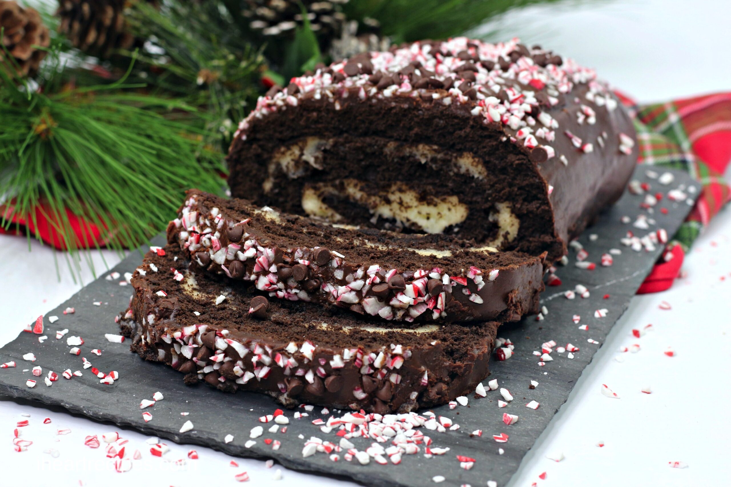 Chocolate Peppermint Ice Cream Cake Roll 