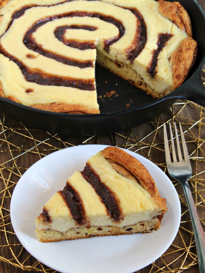 Cinnamon roll cheesecake.