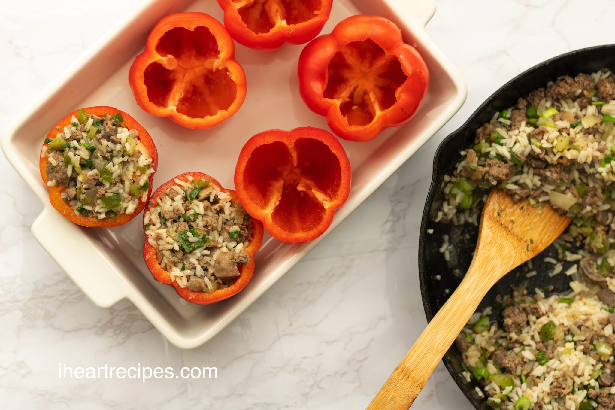 Dirty Rice Stuffed Peppers - I Heart Recipes